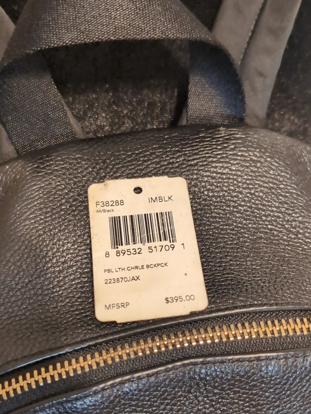 Coach Charlie Black Leather Backpack with Gold Hardware